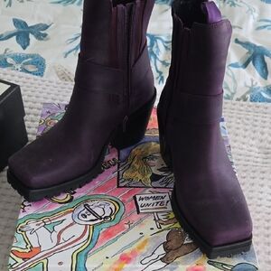 Jeffrey Campbell Plum Purple Chunky Heel Ankle Boots